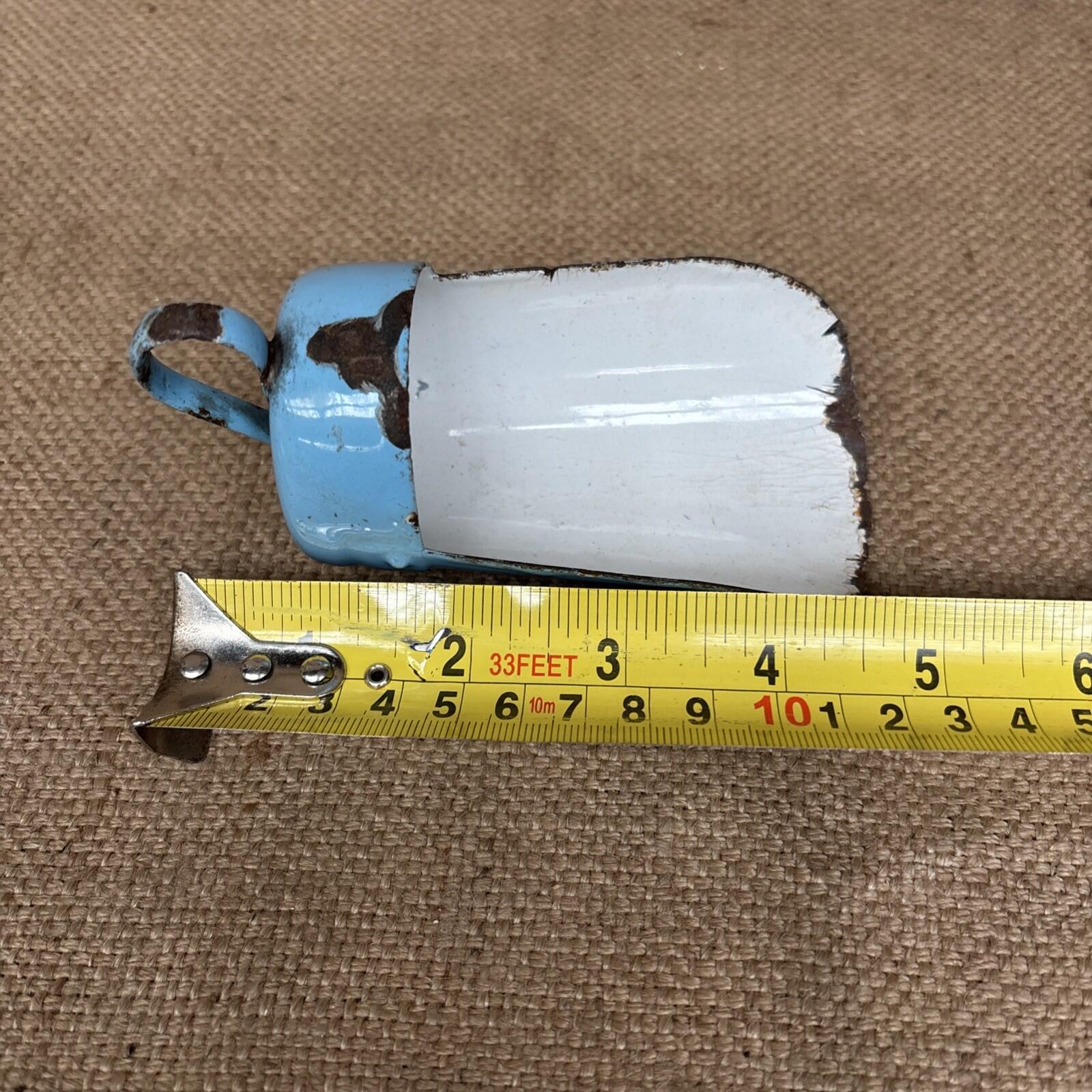 Vintage Small Enamel Scoop - Blue - Antique Kitchenalia - Cottage - Farmhouse