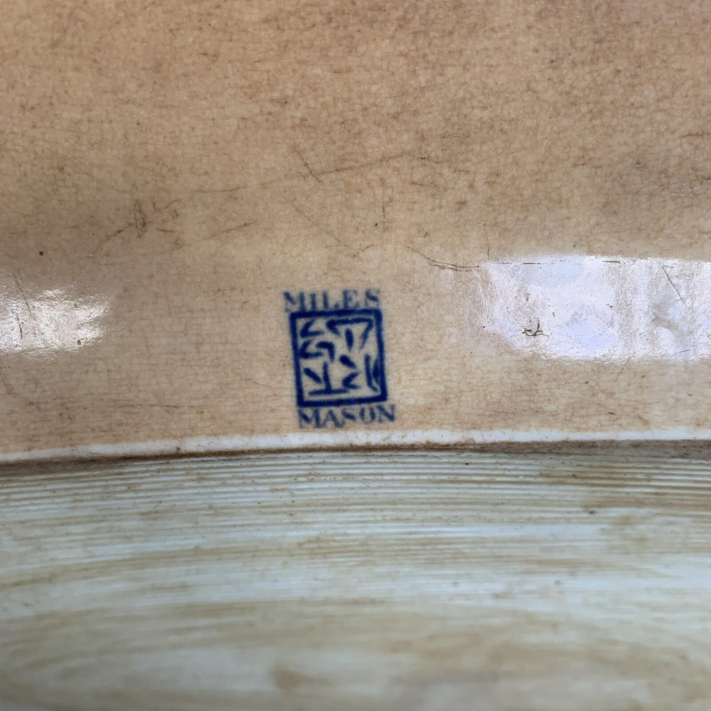 Antique Willow Pattern Stained Ironstone Plater / Farmhouse / Miles Mason