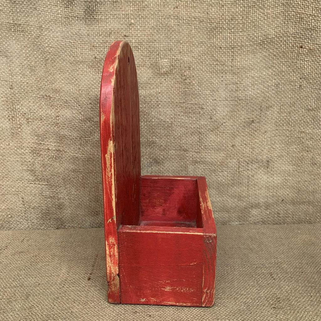 Rustic Wall Box - Worn Red Painted Pine - Farmhouse - Cottage