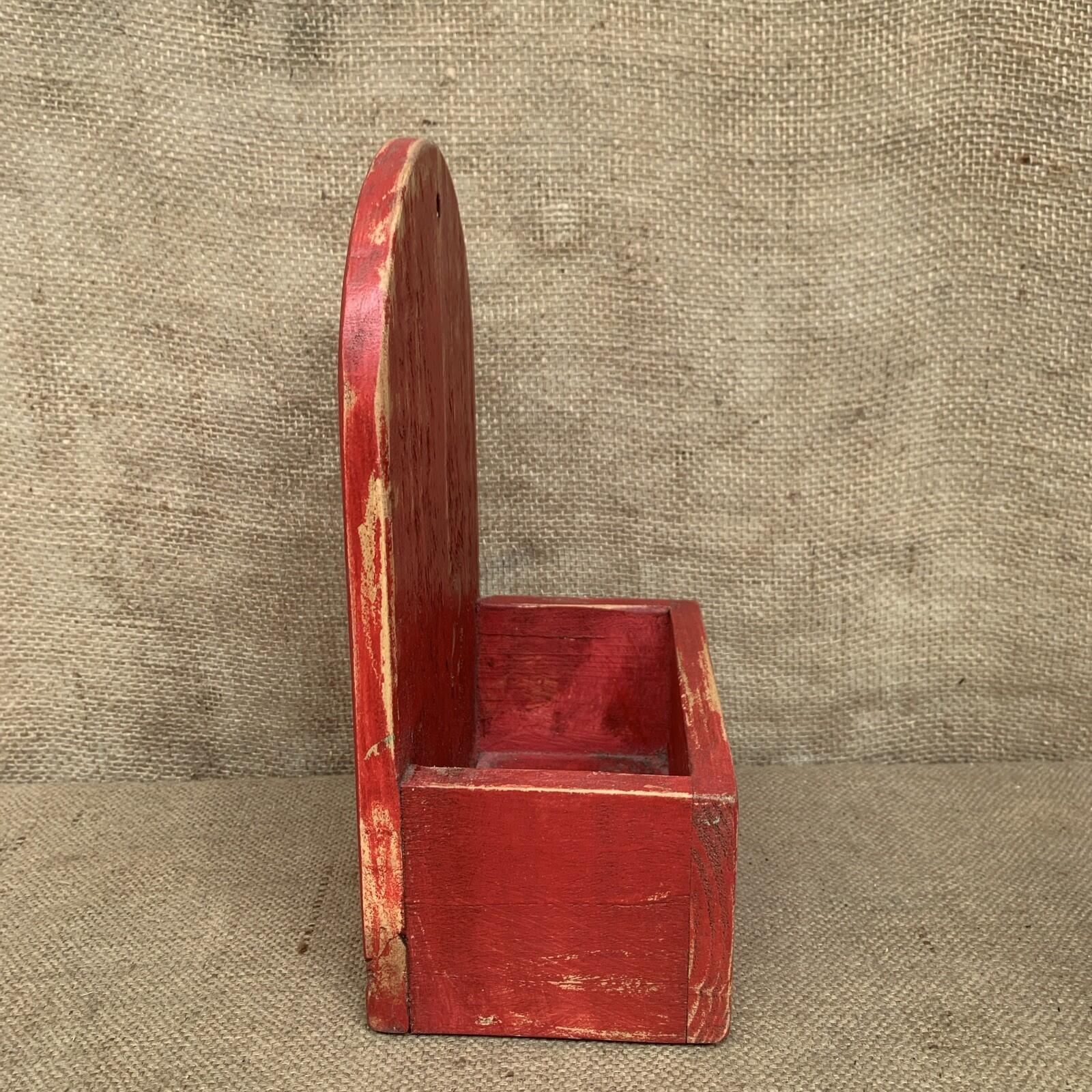 Rustic Wall Box - Worn Red Painted Pine - Farmhouse - Cottage