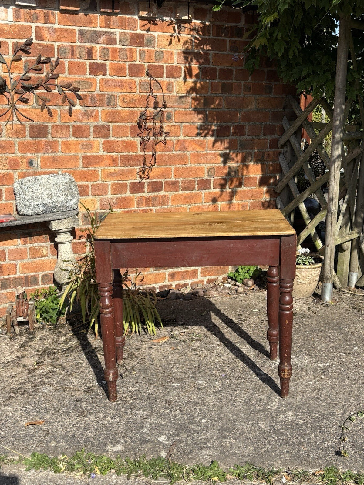 Rustic Pine Table - Small - Original Painted Legs - Farmhouse - Cottage