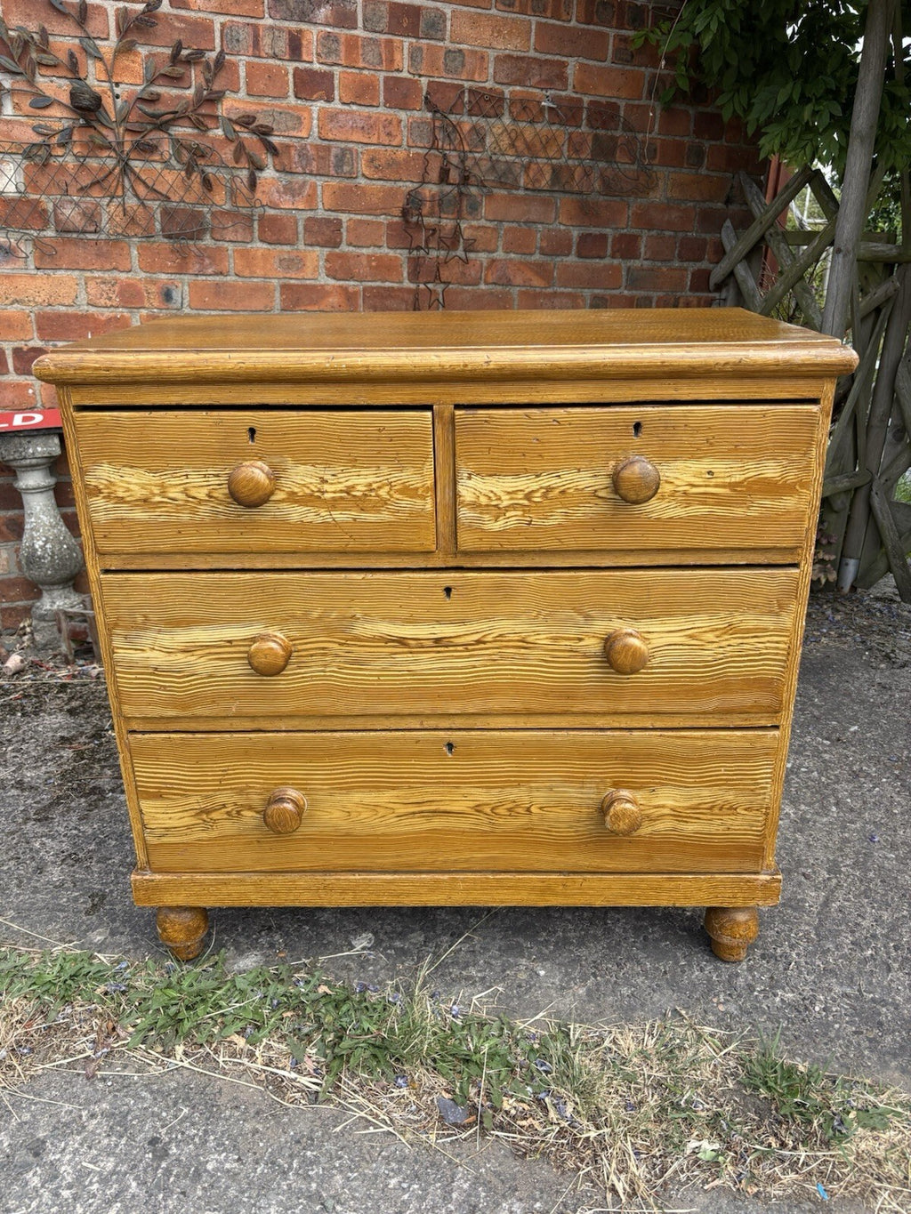 Pine Chest Of Drawers - Victorian - Antique - Scrumbled - Cottage