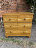 Pine Chest Of Drawers - Victorian - Antique - Scrumbled - Cottage