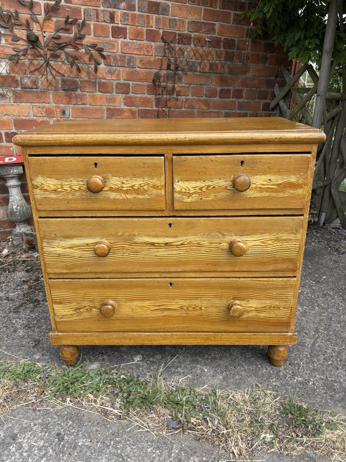 Pine Chest Of Drawers - Victorian - Antique - Scrumbled - Cottage