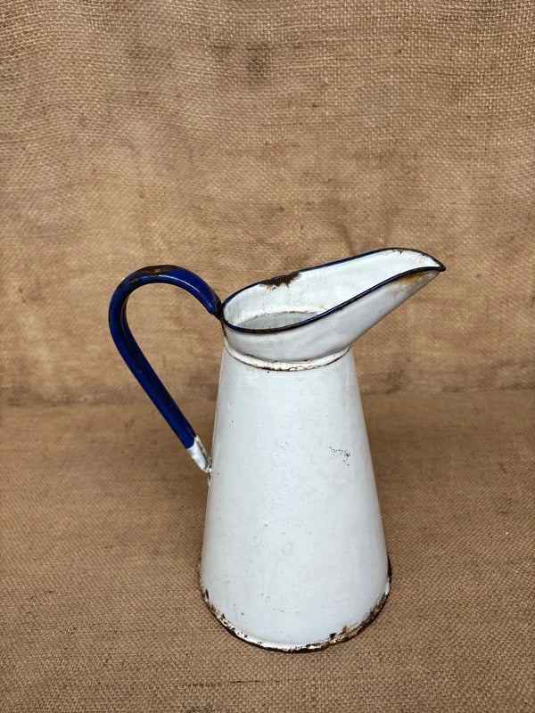 French Enamel Jug - Rustic - Vintage