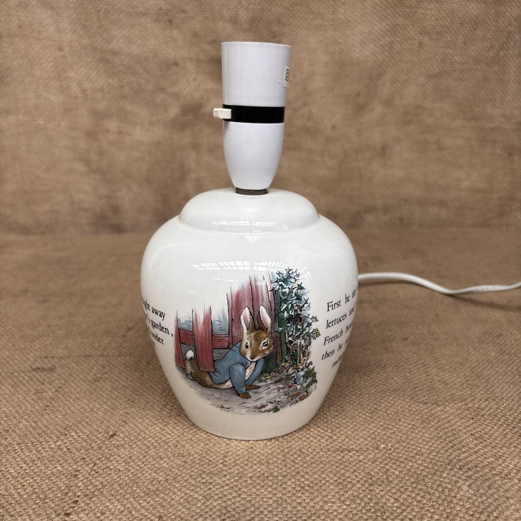 Vintage Wedgwood Beatrix Potter Peter Rabbit Lamp Base / Table Lamp - Working