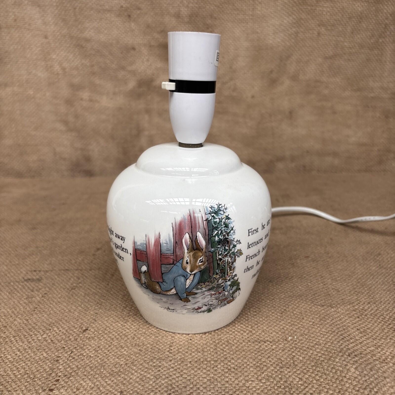 Vintage Wedgwood Beatrix Potter Peter Rabbit Lamp Base / Table Lamp - Working