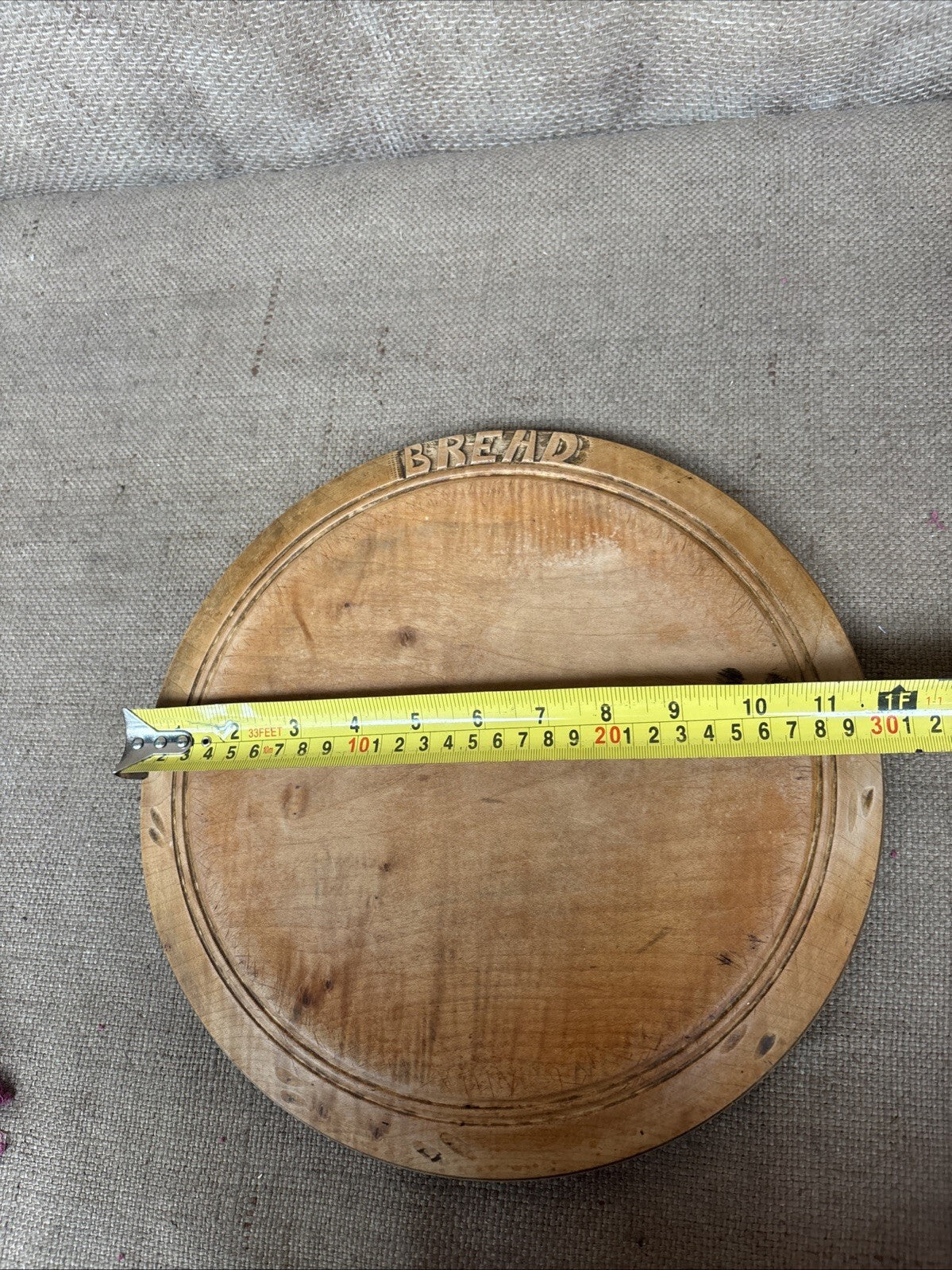 Antique Carved Round Bread Board - English Kitchenalia - Farmhouse - Cottage