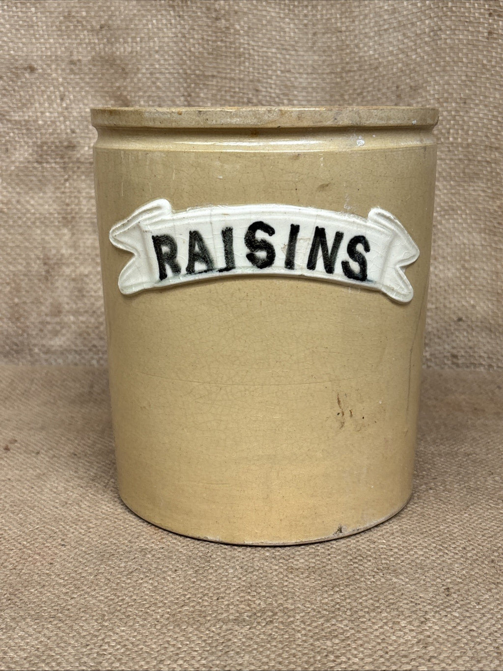 Antique Stoneware Raisins Storage Pot - No Lid - Kitchenalia - Bourne Denby