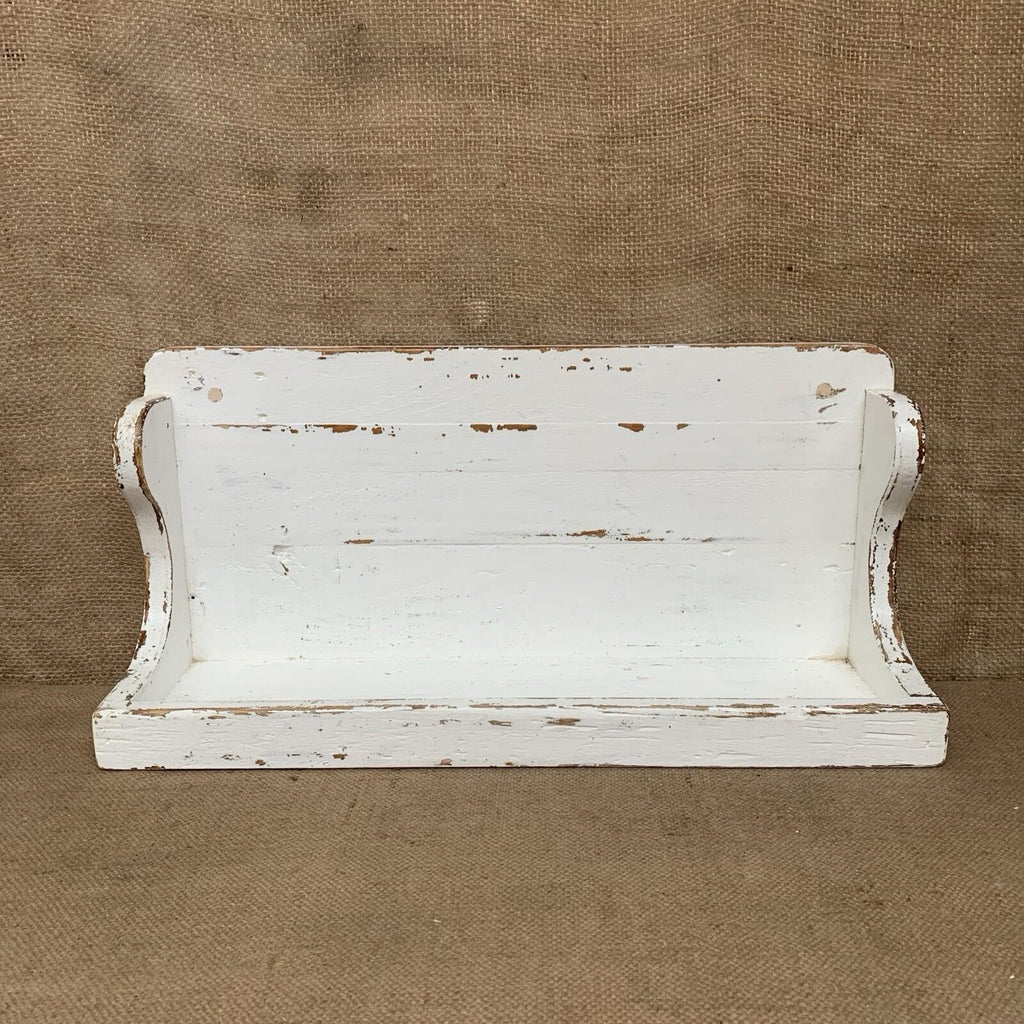 Rustic Pine Shelf - Worn White Paint - Free Standing Or Wall hanging