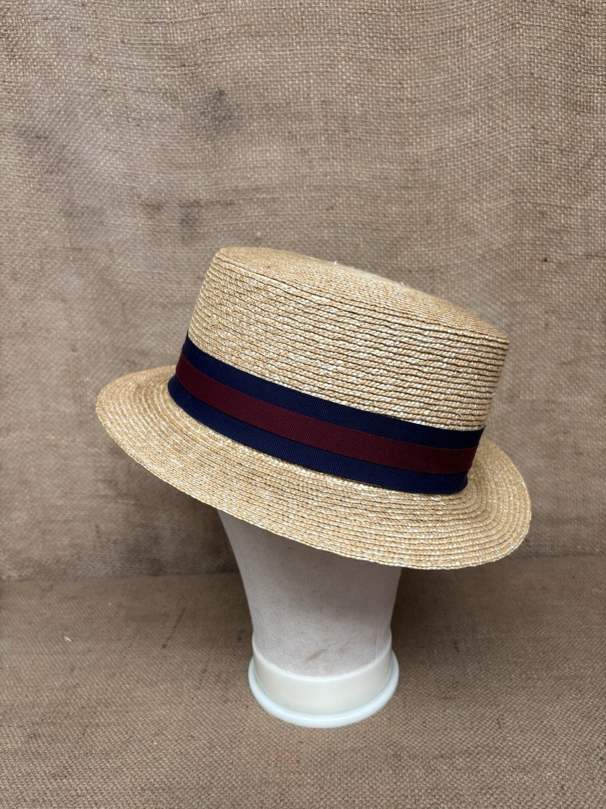 Jaxon & James Straw Boater Hat With Striped Band - Vintage Style