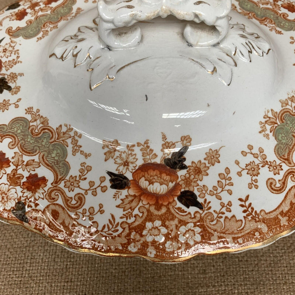 Antique W. Adams & Sons Crown Semi-Porcelain Derby Lidded Tureen