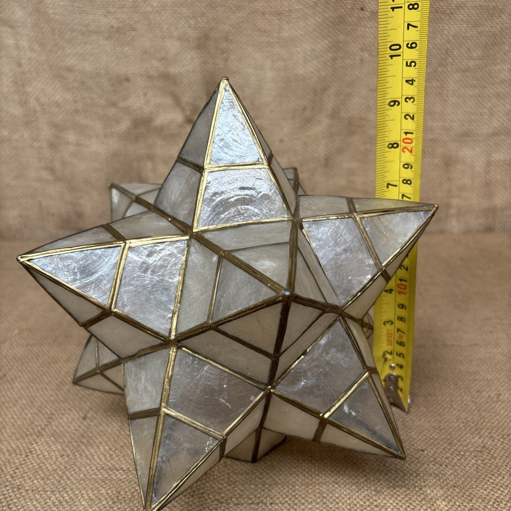 Capiz shell star pendant lampshade - Large - Vintage - Celestial - Gold