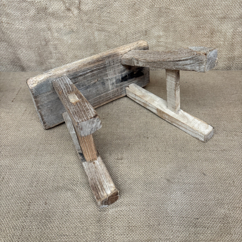 Small Rustic Hand Made Wooden Stool Plant Stand