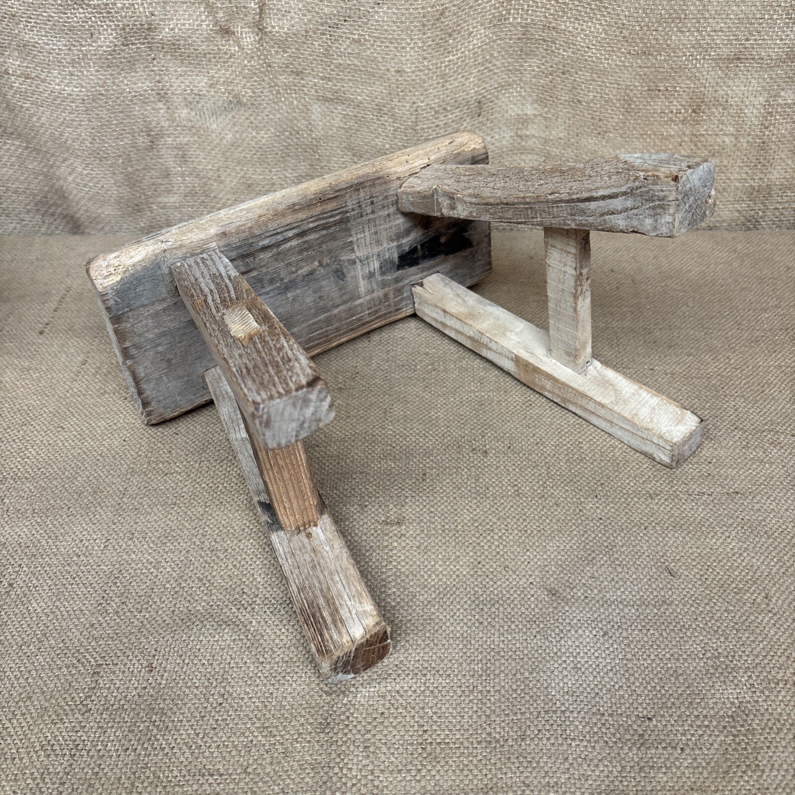 Small Rustic Hand Made Wooden Stool Plant Stand