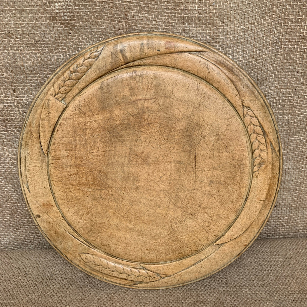 Antique Wooden Bread Board with Wheat Carving #1297