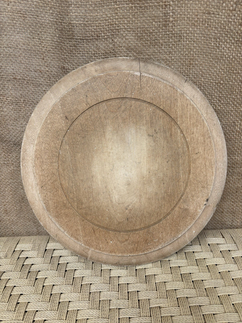 Vintage Carved Round Bread Board - English Kitchenalia - Farmhouse