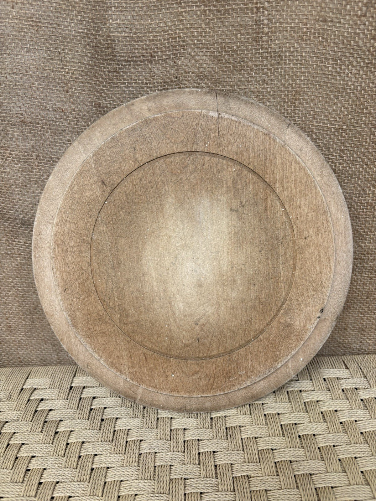 Vintage Carved Round Bread Board - English Kitchenalia - Farmhouse
