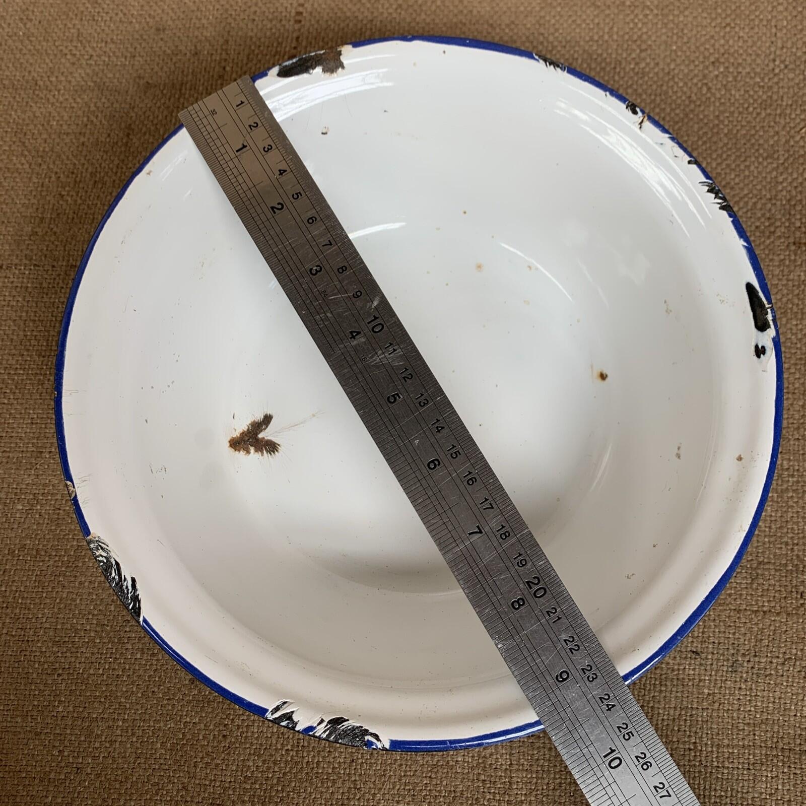 Rustic Enamel Bowl - Blue And White - Kitchenalia - Cottage