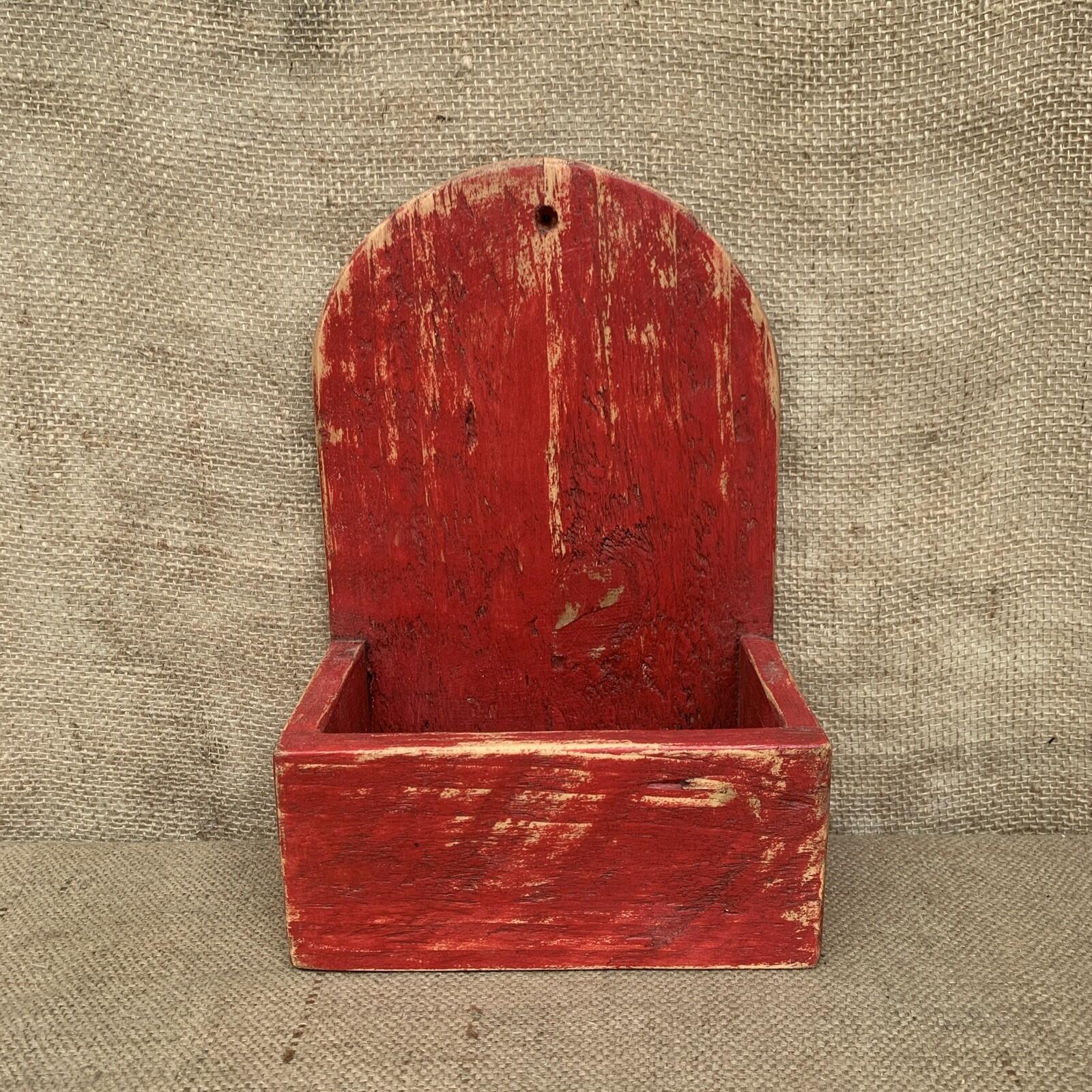Rustic Wall Box - Worn Red Painted Pine - Farmhouse - Cottage