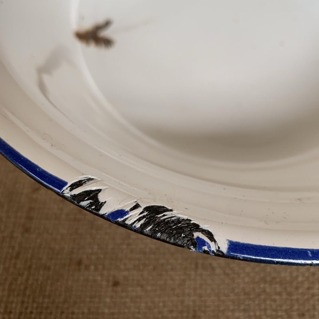 Rustic Enamel Bowl - Blue And White - Kitchenalia - Cottage