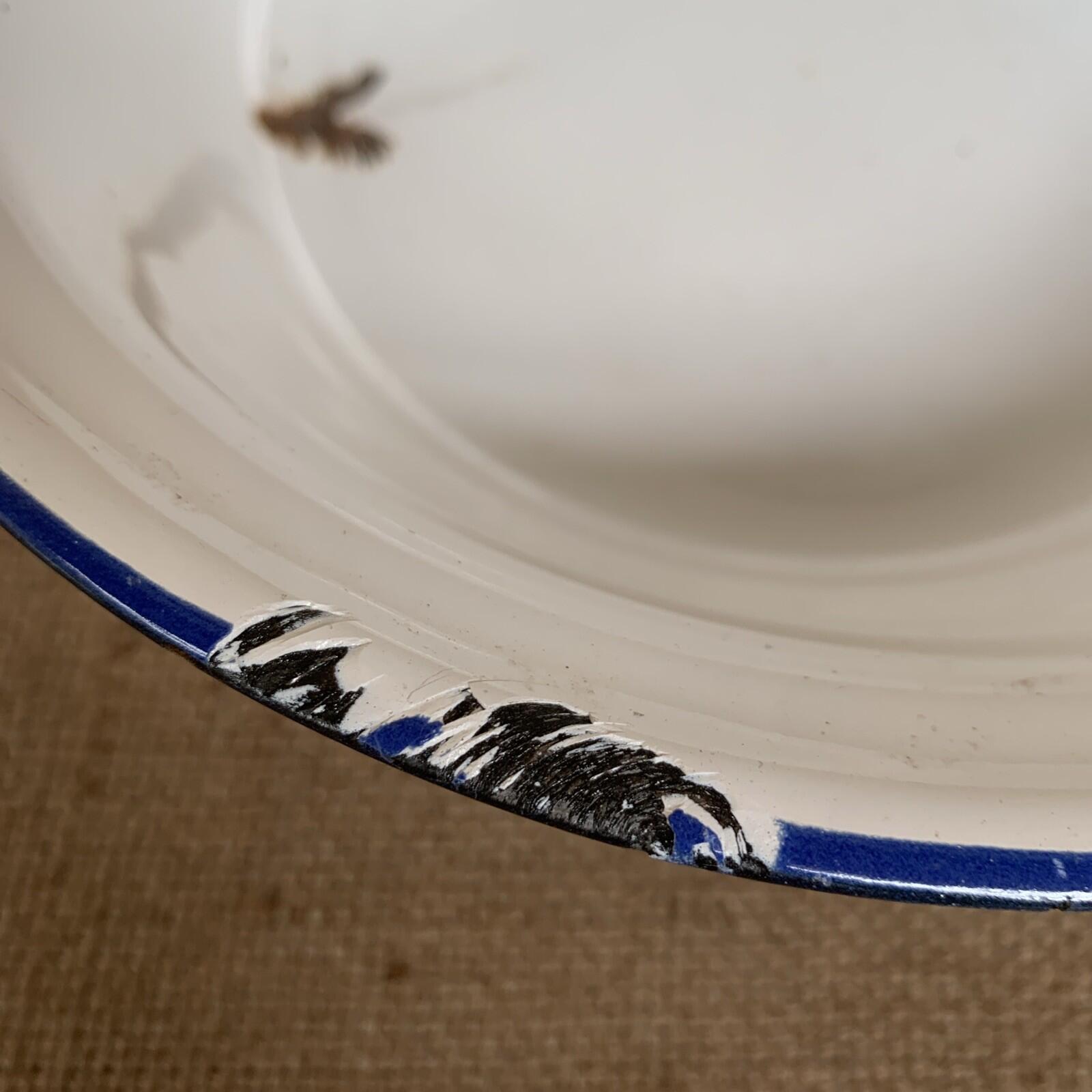 Rustic Enamel Bowl - Blue And White - Kitchenalia - Cottage