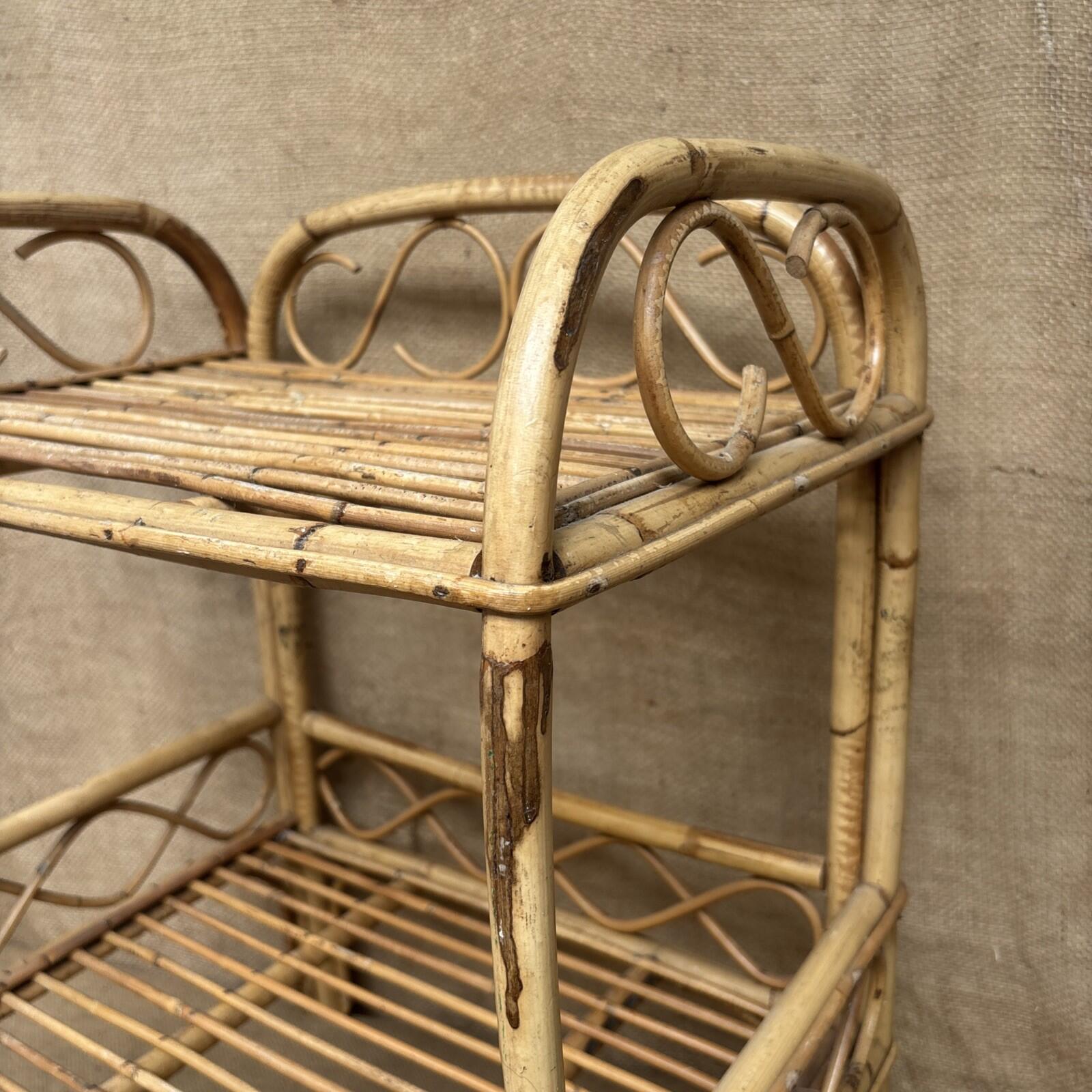 Vintage Bamboo Shelving Unit Boho Free Standing Conservatory