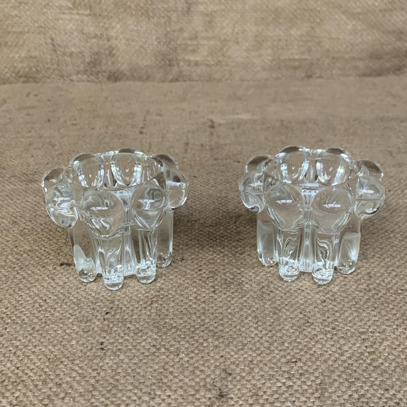 Vintage Clear Glass Candle Holders
