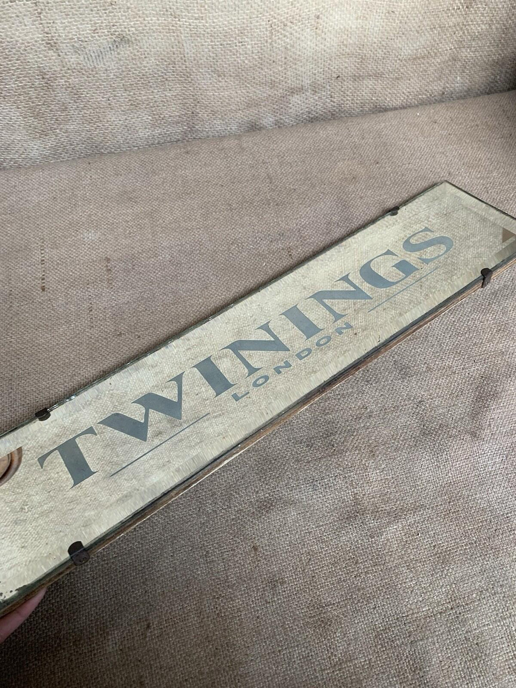 Antique Twinings London Mirror Sign - Tea - Advertising - Shop - Retail