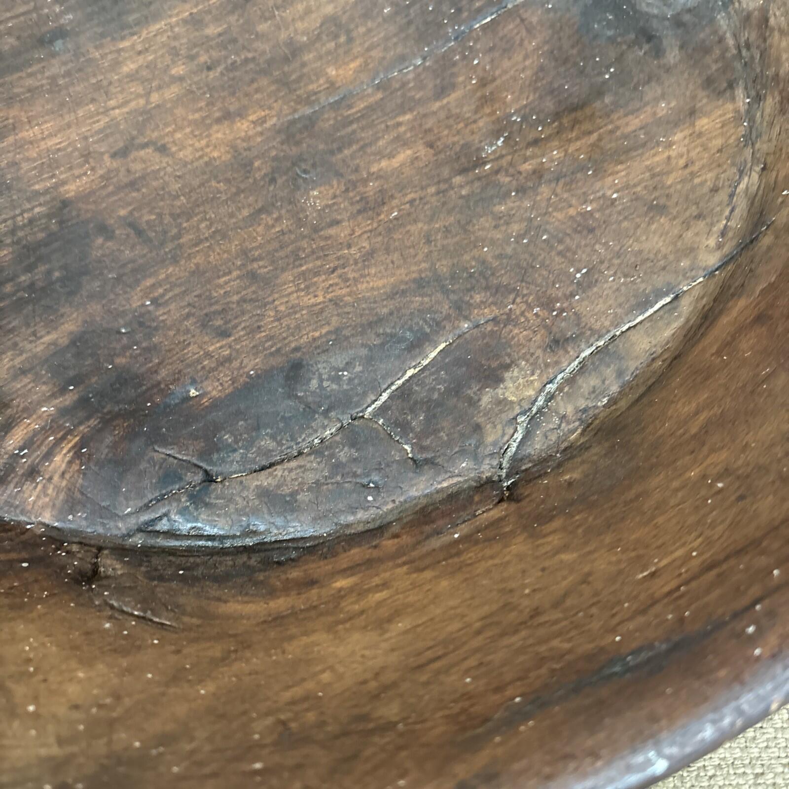 Antique Wooden Bowl - Farmhouse - Cottage - Old Repairs - Rustic