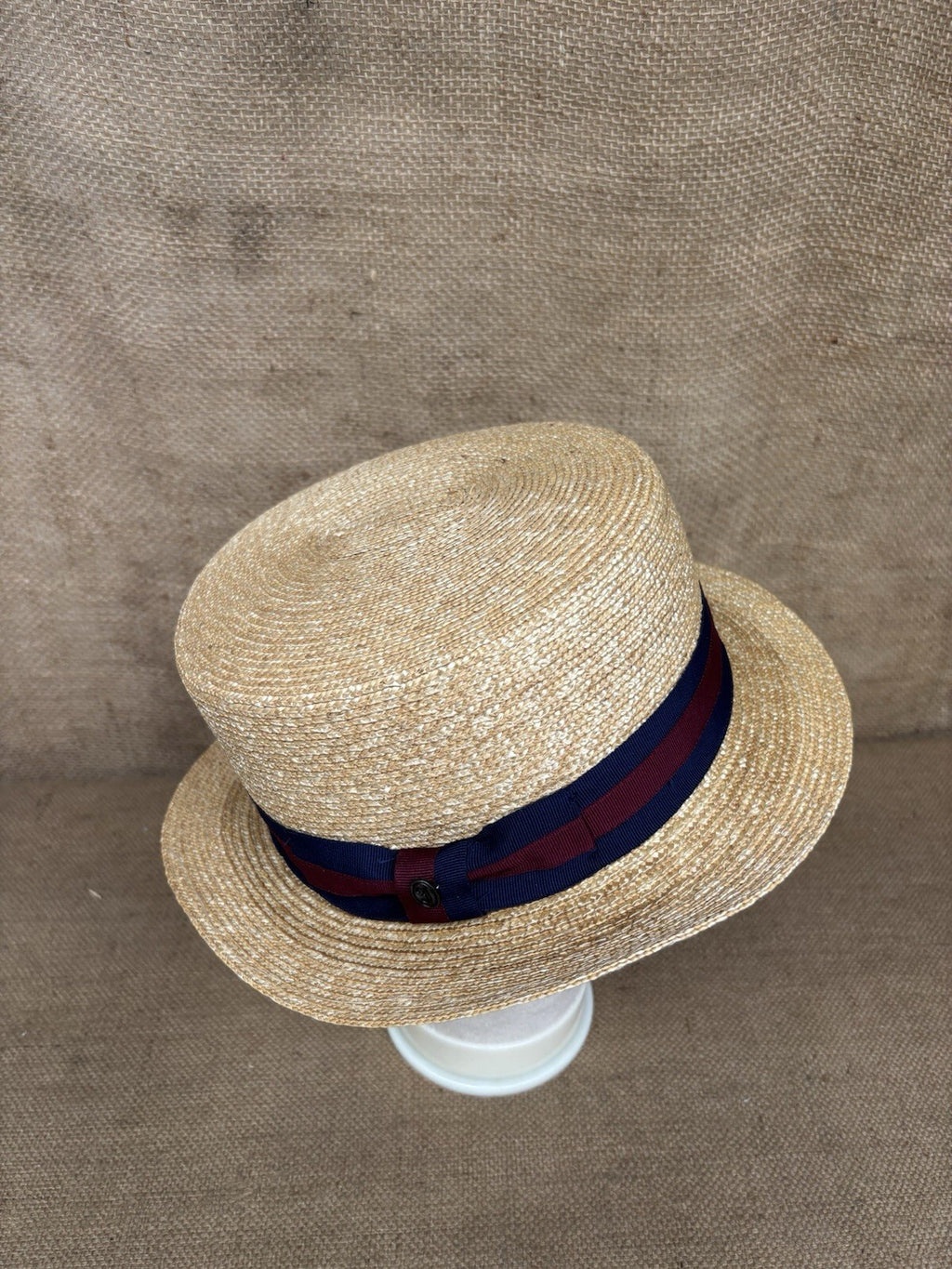 Jaxon & James Straw Boater Hat With Striped Band - Vintage Style