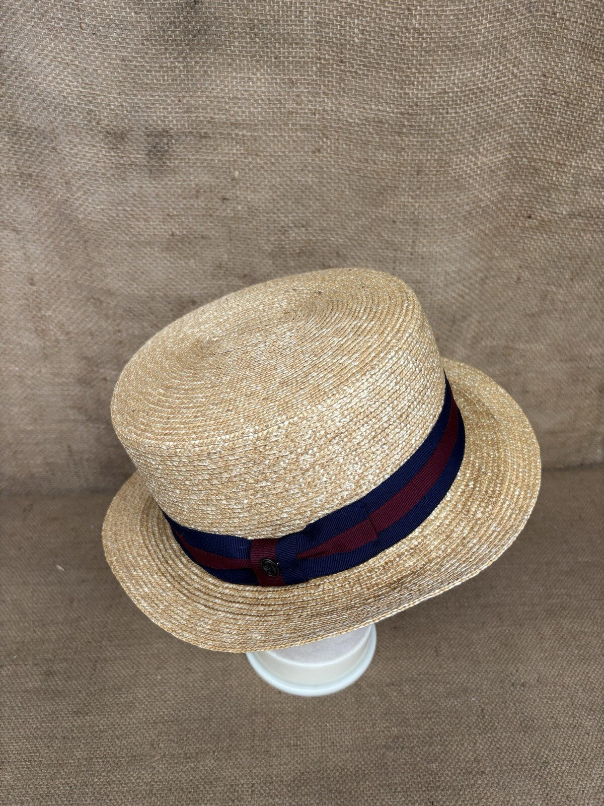 Jaxon & James Straw Boater Hat With Striped Band - Vintage Style