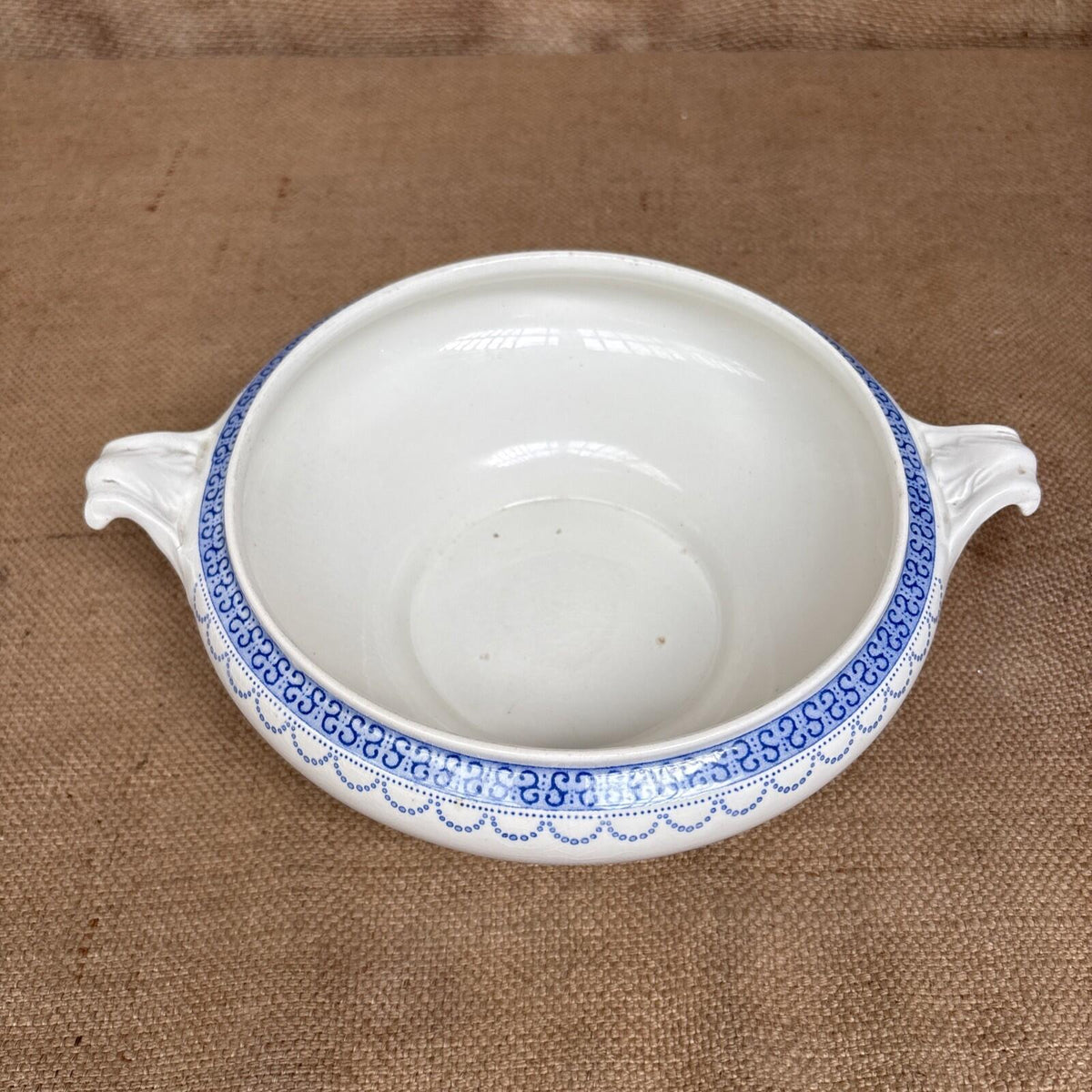 Antique Blue And White Tureen - No Lid - Farmhouse - Cottage - Bulb Bowl