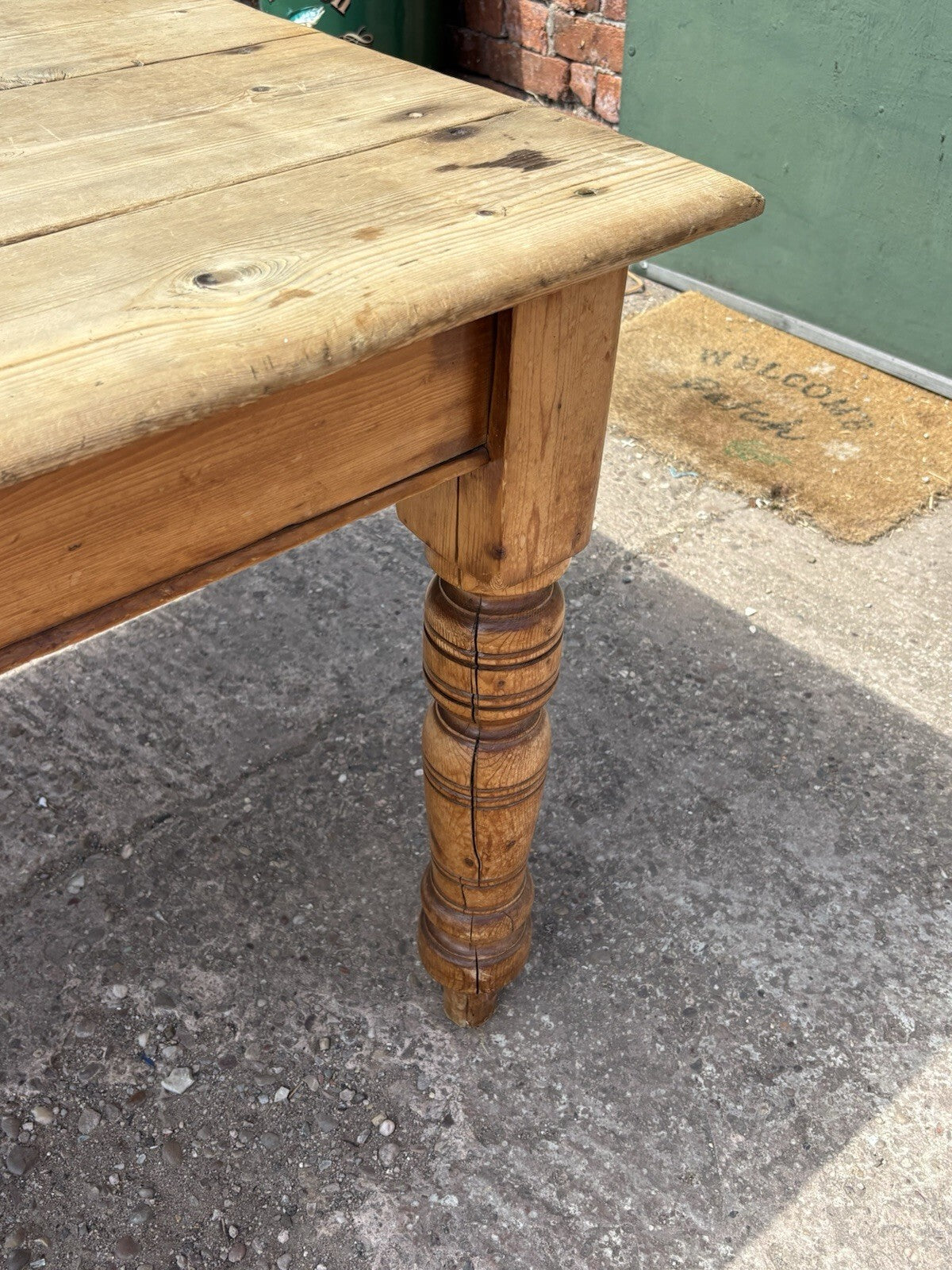 Antique Pine Kitchen Table With Drawer Farmhouse Cottage Rustic