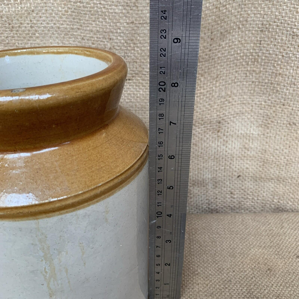 Vintage Stoneware Jar / Utensil Holder / Pickling Farmhouse Kitchen 21cm