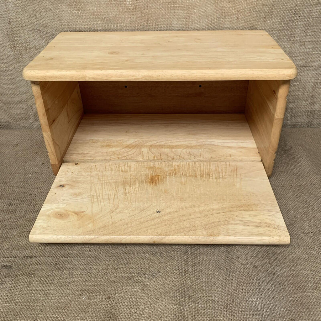 Carved Wooden Bread Bin - Drop Down Front - Farmhouse - Cottage - Bread Box