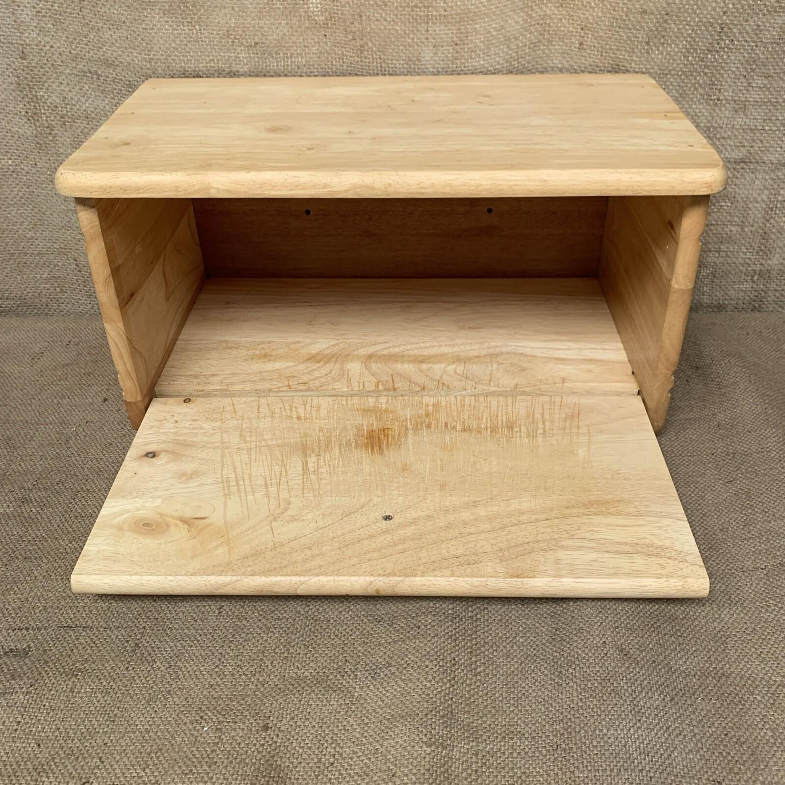 Carved Wooden Bread Bin - Drop Down Front - Farmhouse - Cottage - Bread Box