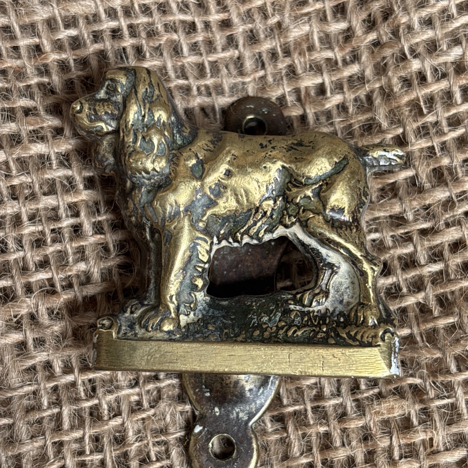 Small Vintage Brass Door Knocker - Spaniel