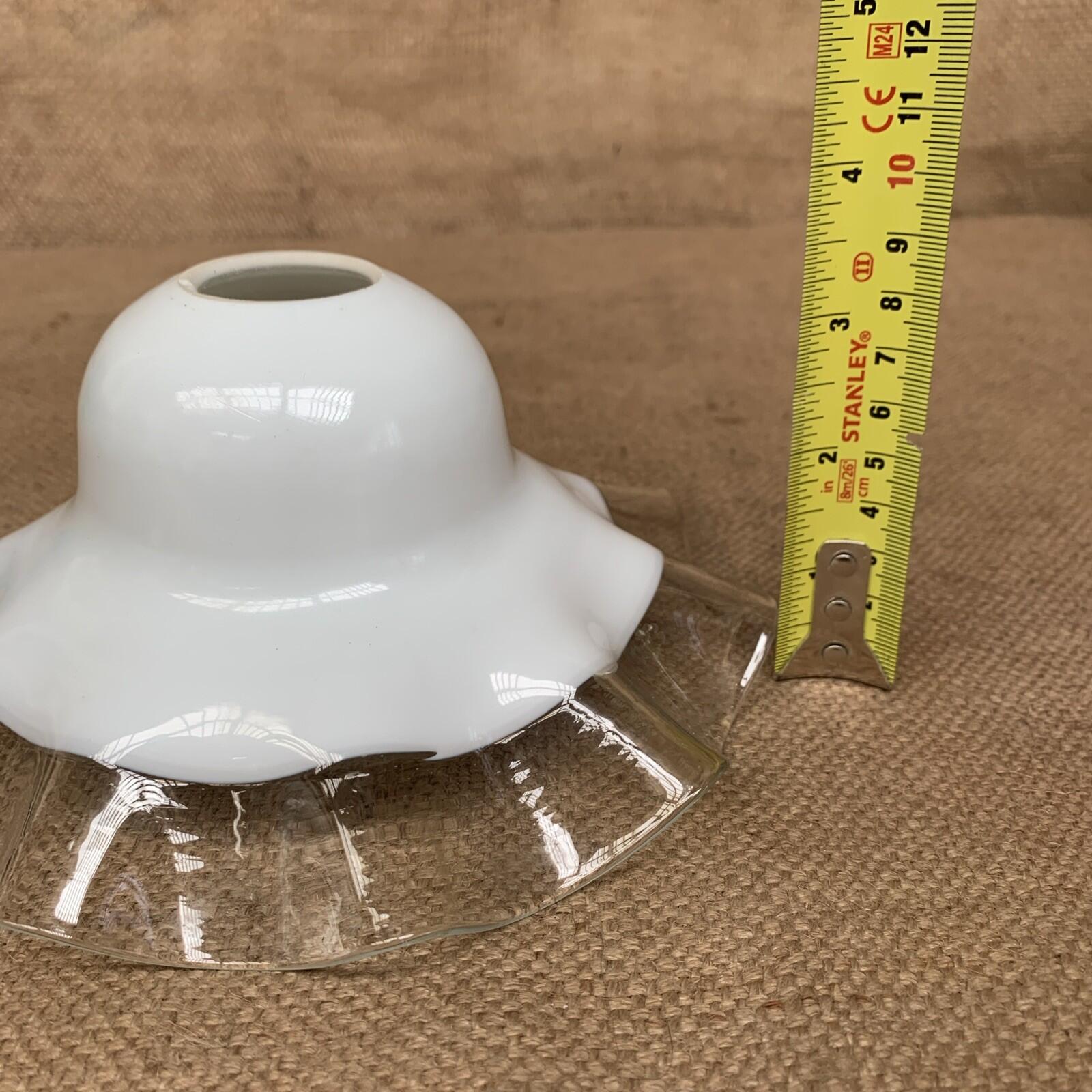 Vintage Milk Glass Ruffled Edge Crimped Lamp Light Shade Ruffle Scallop