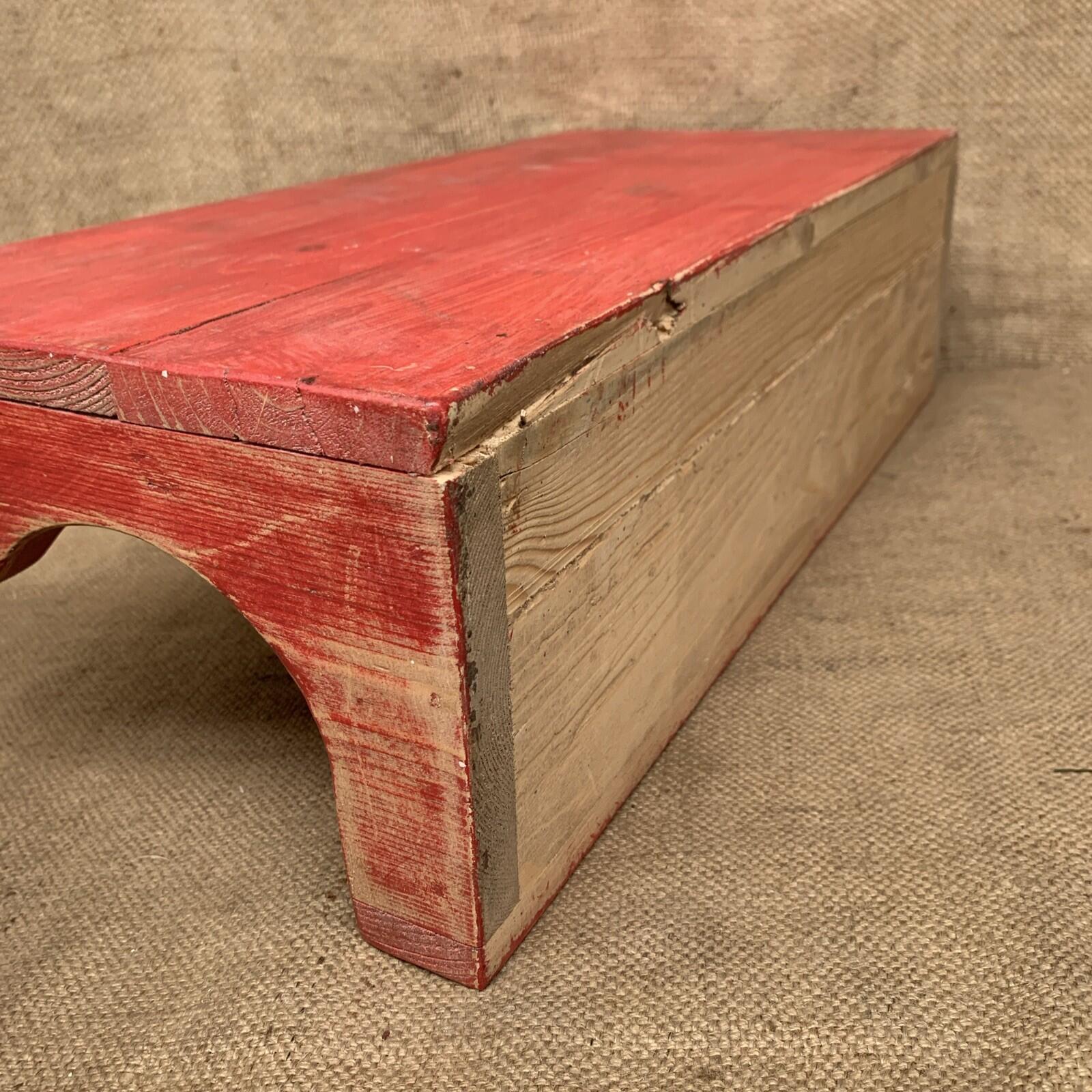 Rustic Pine Shelf - Painted Red - Free Standing Or Wall hanging