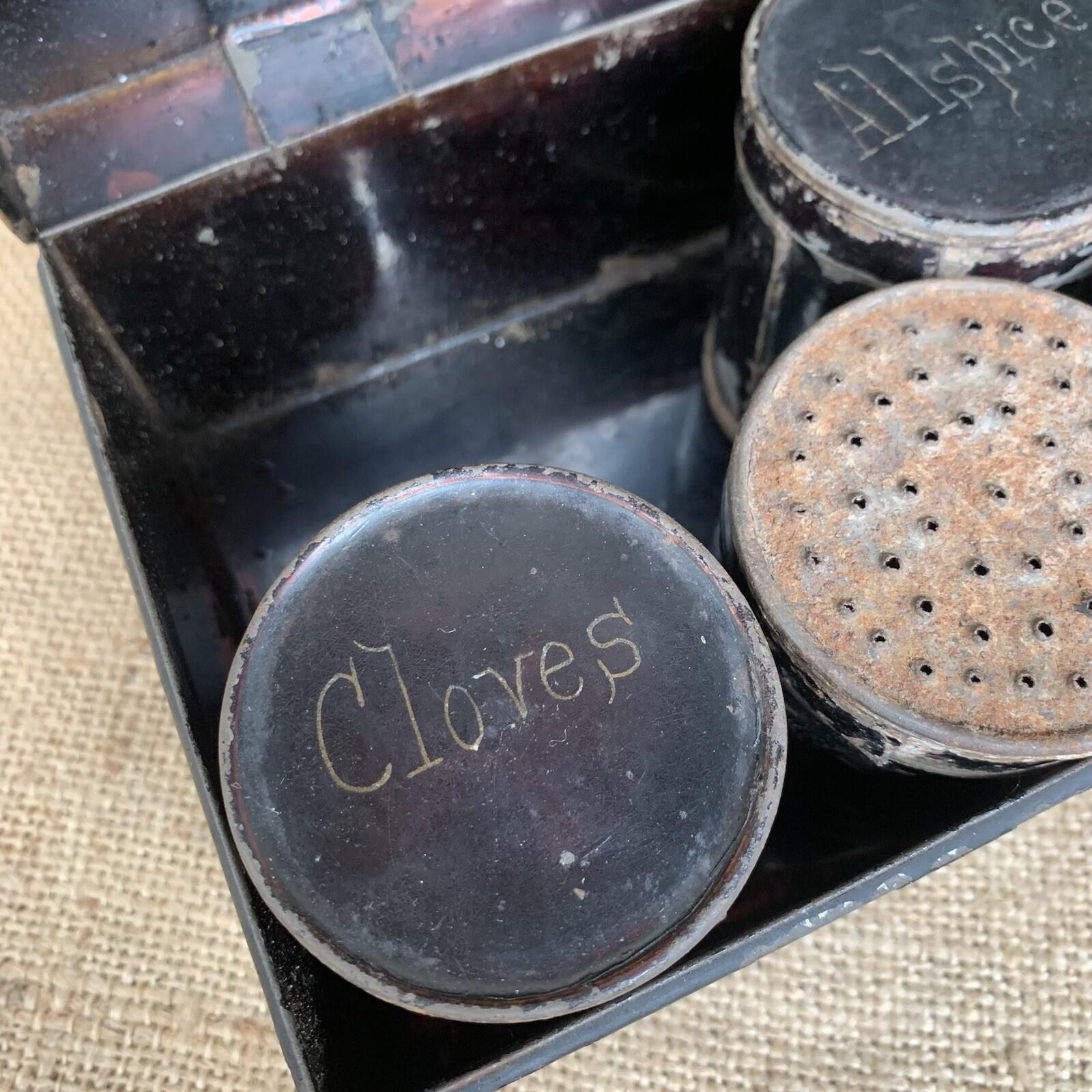 Antique Toleware Spice Box - Kitchenalia - Farmhouse - Cottage - Victorian