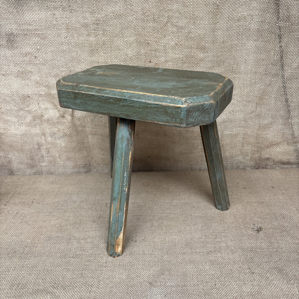Painted Pine Stool - Farmhouse - Cottage - Plant Stand - Milking Stool