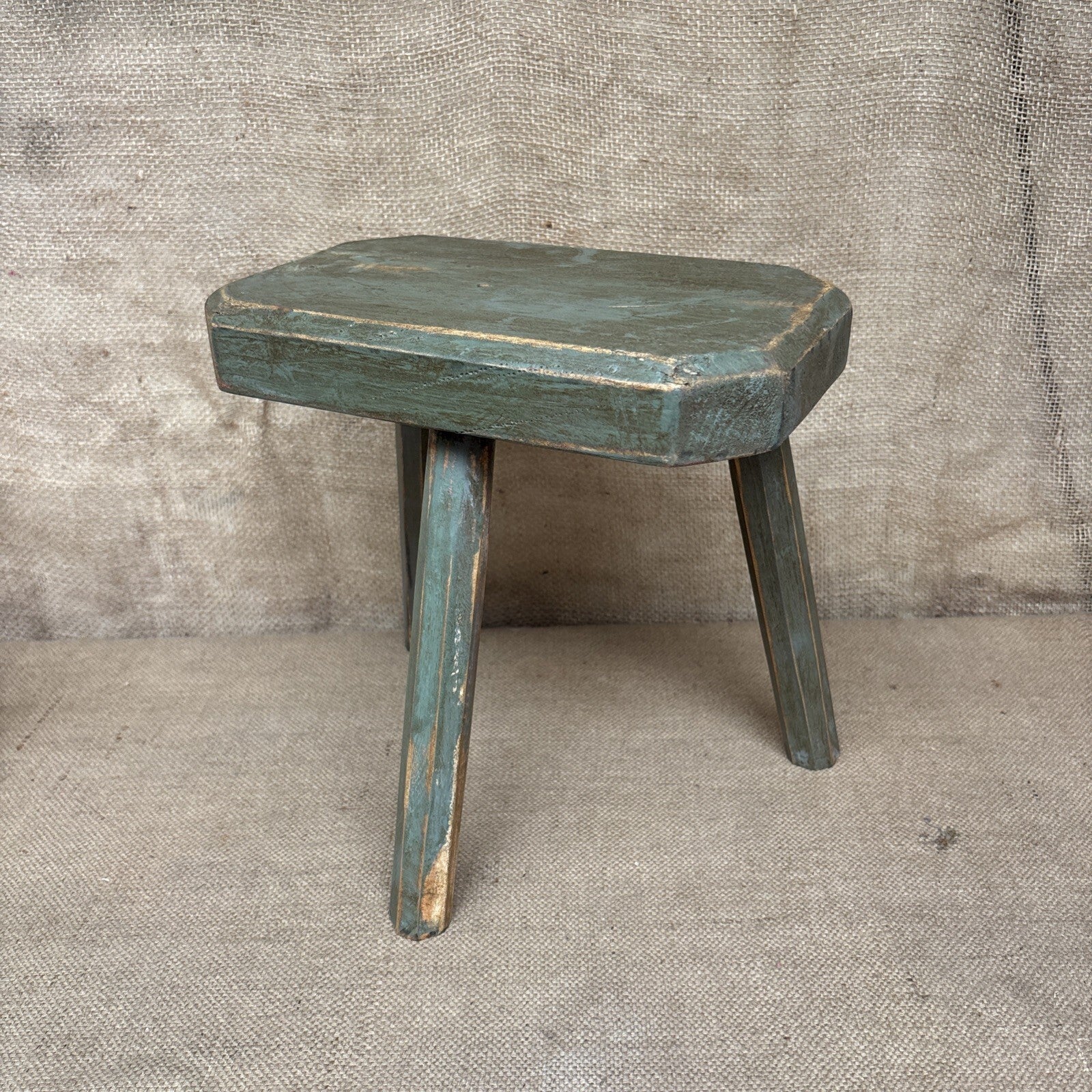 Painted Pine Stool - Farmhouse - Cottage - Plant Stand - Milking Stool