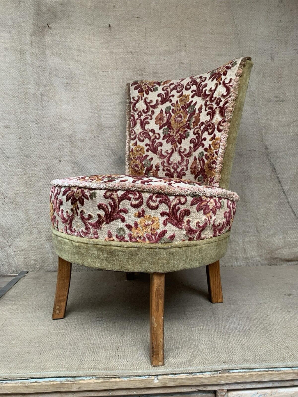 Vintage Upholstered Accent Chair Damask  Bedroom - Cottage - Farmhouse
