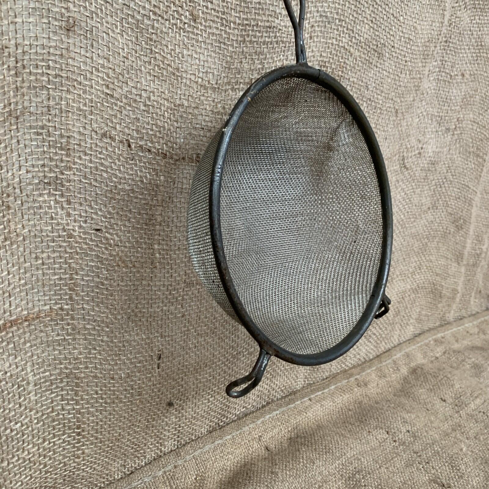 Vintage Kitchen Metal Seive With Handle & Lip - Kitchenalia