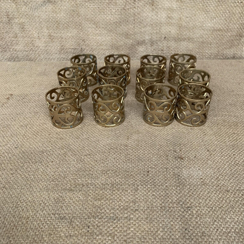 Vintage Brass Napkin Rings Set of 12