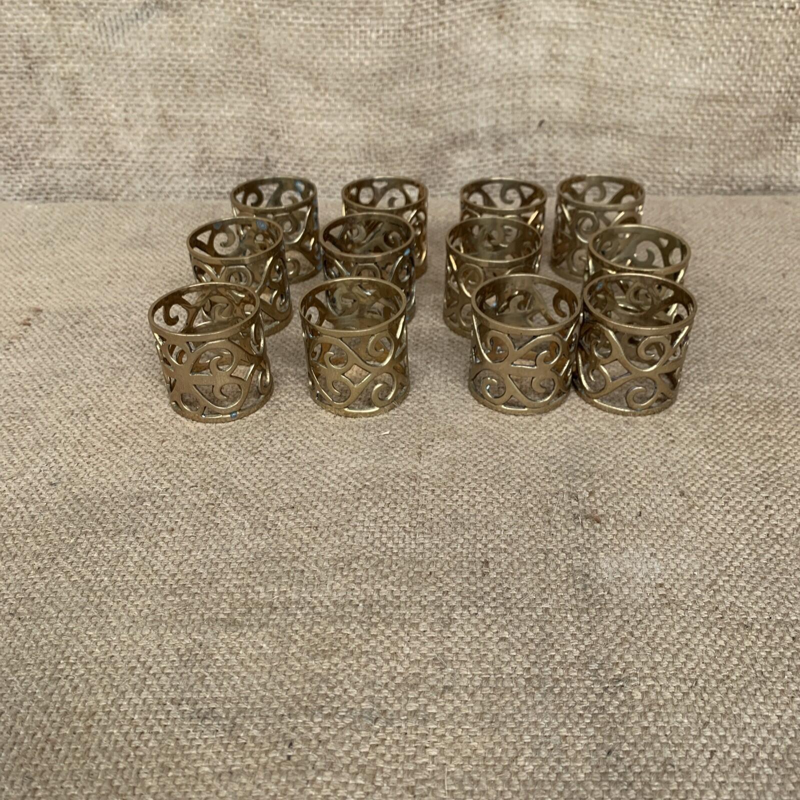 Vintage Brass Napkin Rings Set of 12