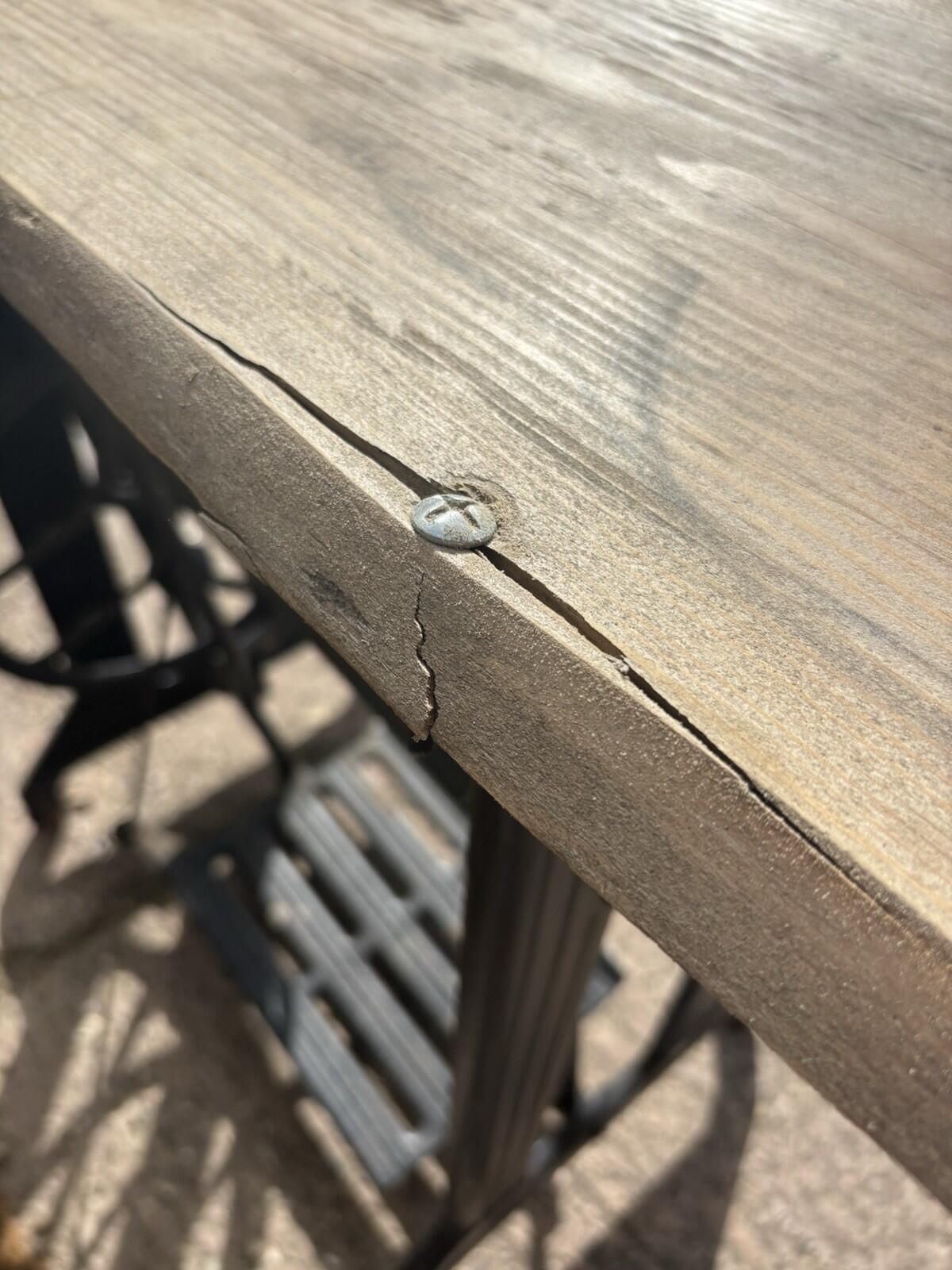 Rustic Table With Metal Base Sewing Machine