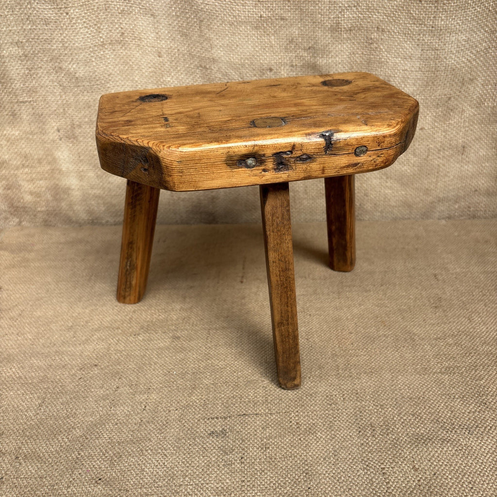 Antique Pine Milking Stool - Farmhouse - Cottage - Plant Stand