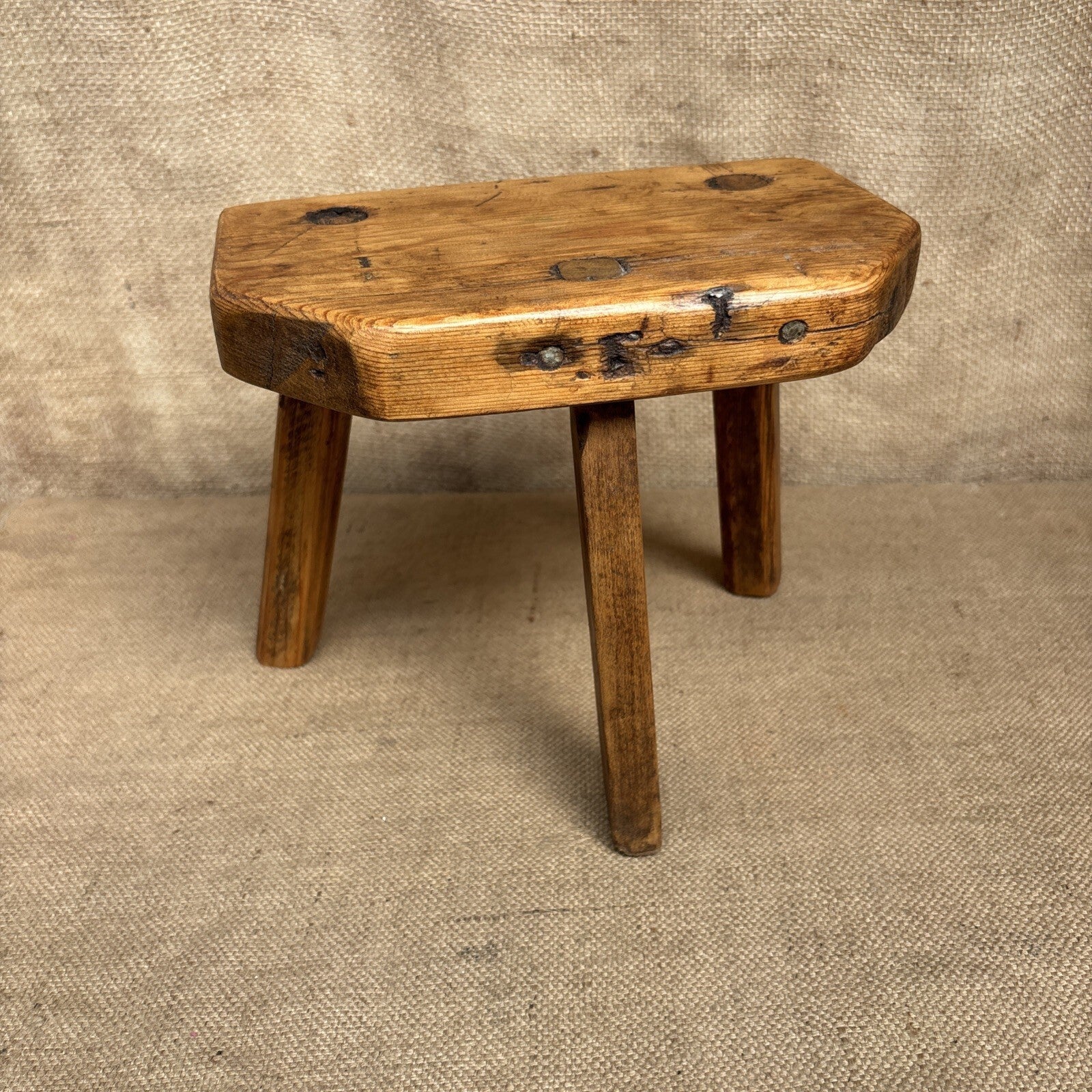 Antique Pine Milking Stool - Farmhouse - Cottage - Plant Stand